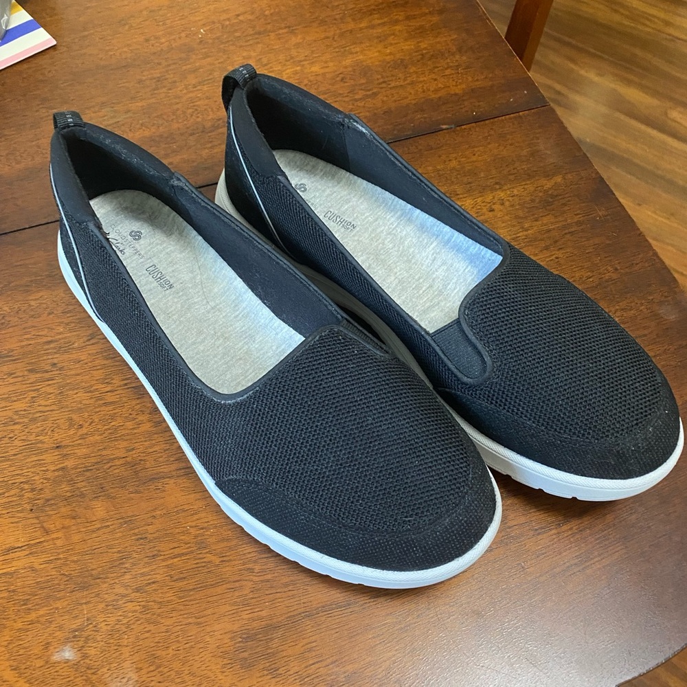 Clarks Womens Adella Blush Mesh Slip On Penny Loafers Black 10 W NEW